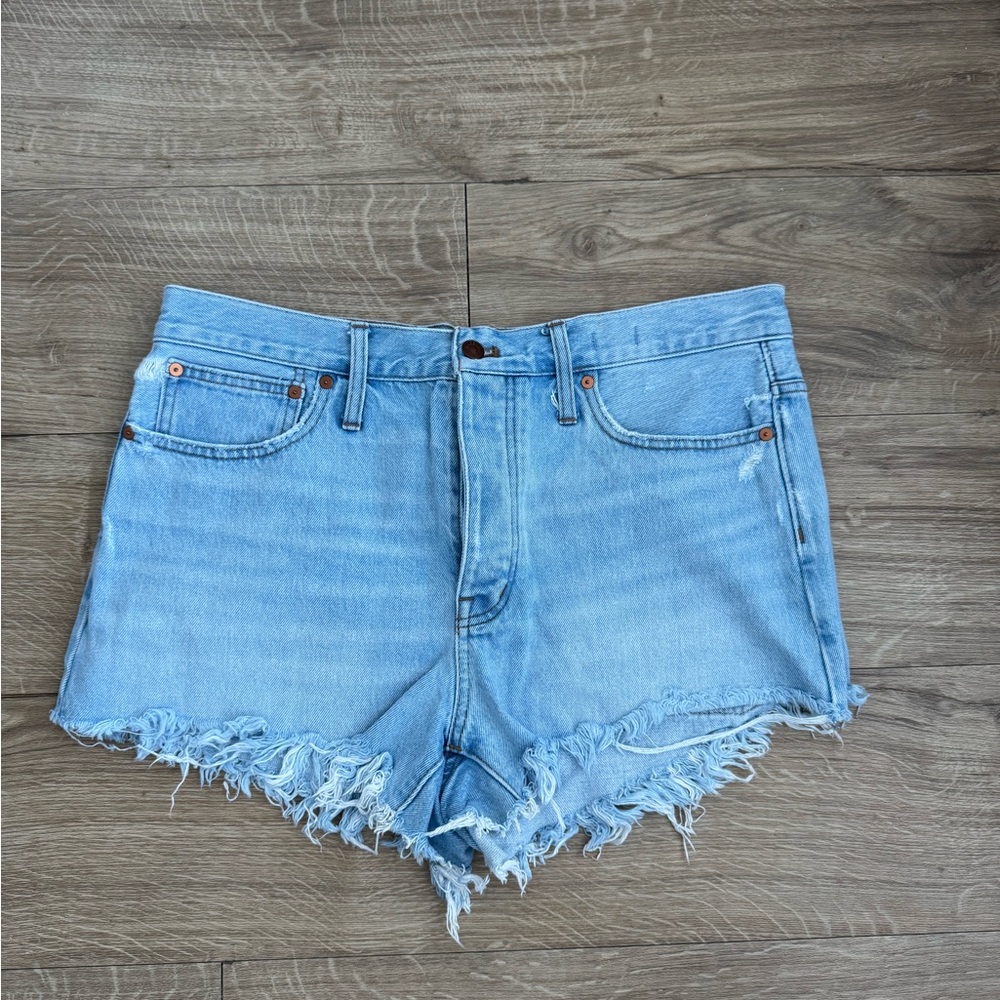 Madewell Relaxed Blue Jean Shorts with Frayed Hem
